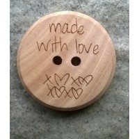 Houten knoop Made with love 2,5cm